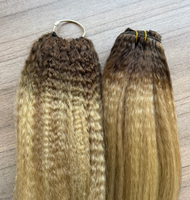 Nouvelle Tendance 2026 Extensions de Cheveux Humains Double Trame Russe 18 pouces Couleur Balayage T2-p18/60 Ondulé Raide Effet Plume au Crochet