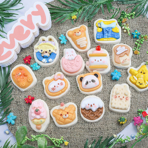 LL bánh quy dễ thương vẽ tay hình gấu trúc bằng nhựa bánh quy bánh quy tròn phẳng đồ trang trí điện thoại làm sổ lưu niệm thực phẩm mini - Product Image 5
