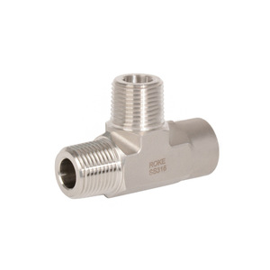 ข้อต่อทีสเตนเลส ROKE SS316 แบบเกลียว 3 ทาง สำหรับระบบไฮดรอลิก - Product Image 1