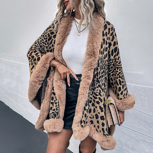 <span class=keywords><strong>Cardigan</strong></span> Invernale da Donna <span class=keywords><strong>con</strong></span> <span class=keywords><strong>Collo</strong></span> in Pelliccia e Motivo Leopardato, Maglione Caldo Lavorato <span class=keywords><strong>a</strong></span> Maglia - Product Image 1