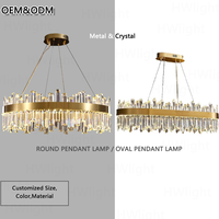 Lustre suspendu moderne de luxe en cristal K9 doré avec LED pour salon, salle à manger, villa, projet d'éclairage domestique