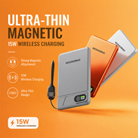 Power Bank Nirkabel Magnetik Portabel dari Aluminium Alloy 5000mAh 10000mAh Ultra Tipis PD20W Pengisian Cepat B2B dengan Stand Logo Kustom