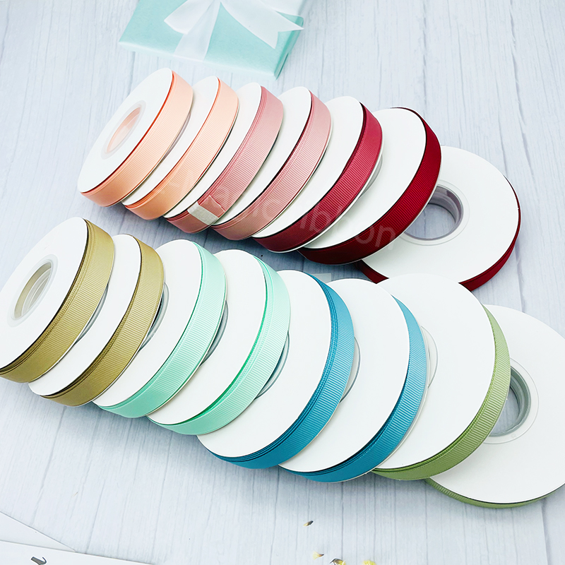 E-Magic Eco-friendly 196 Solid Color Grosgrain Ribbon Roll Ribbon Custom logo Polyester Grosgrain Reflective Gross Grain Ribbon