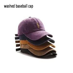 Boné de beisebol lavado com pedra de marca não estruturado com logotipo personalizado esportivo de 6 painéis, venda imperdível