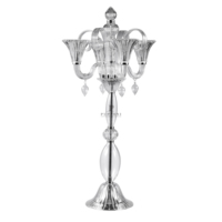 Candelabre de style français en cristal transparent à 4 branches pour mariage, avec support à fleurs, centre de table
