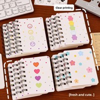 Carnet de notes A7 de poche créatif en papier, personnalisé, en gros, motif dessin animé (ours/fleur/cœur), avec spirale latérale, mini, portable, à feuilles mobiles