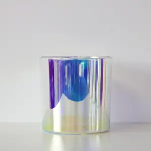 Luxury Custom White 320ml 10oz Empty Holographic Iridescent Bulk Container Glass Candle Jar Without Lids