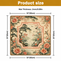 Tapis de Mahjong Vintage Corail Pivoine Oiseau pour Table, Motif Floral Jardin Chinoiserie, Jeu Américain, Cadeau Premium pour Joueurs, Fabriqué en Chine
