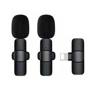 2023 New 1 Drag 2 Microphone Lavalier 2.4GHz 2 In 1 Portable Mini Microphone Wireless Recording Microphone For IPhone
