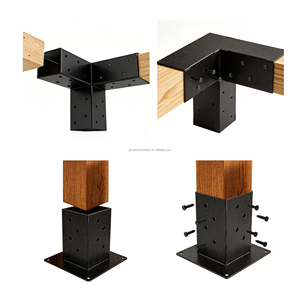 Kit de supports robustes pour pergola - Connecteurs de structure de gazebo en acier pour poteaux en bois de 4x4 et 6x6, revêtement en poudre noir mat - Product Image 2