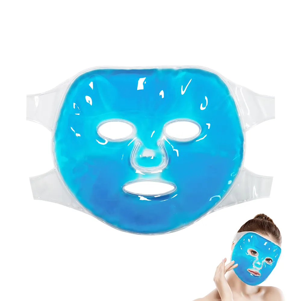 Spa Soft Friendly PVC Gel Facial Ice Packs Full Face Cooling Gel Pack Hot Cold Therapy Eye Cool Pad with Mouth Holes