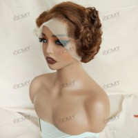 Perruque KEMY HAIR en cheveux humains naturels, sans colle, brun moyen, avec dentelle HD transparente, ondulations Finger Wave, cheveux indiens bruts, pour femmes noires