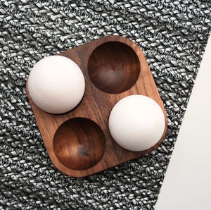 Porte-œufs en bois écologique à 4 emplacements, plateau carré bicolore, organisateur de rangement pour réfrigérateur et cuisine, prix abordable - Product Image 4