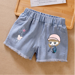 <span class=keywords><strong>Pantaloncini</strong></span> estivi in Denim morbido traspirante da ragazza e pantaloni eleganti nuovi da esterno per bambini taglie forti con dettagli in pizzo - Product Image 5