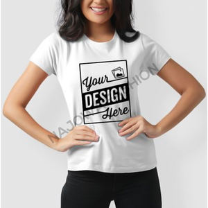 T-shirts décontractés pour femmes 2024, imprimés numériques, 100% coton, anti-froissement, respirants, avec broderie de logo personnalisé, toutes saisons - Product Image 2