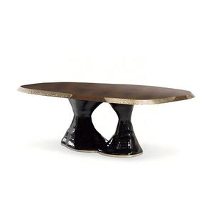 Table à manger ovale de luxe italienne sur mesure <span class=keywords><strong>en</strong></span> bois massif, 8-10 places, grande table de salle à manger pour villa et projet de mobilier de manoir - Product Image 2