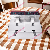 Fritadeira Comercial de Bancada com 2 Cestos e 2 Tanques para Batatas Fritas