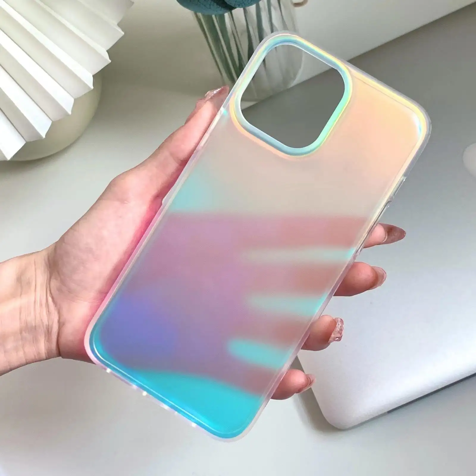 Hard Laser Gradient Ramp PC TPU Frosted Matte Phone Case for iPhone 14 Pro max anti slip shining laser phone case for iPhone 14