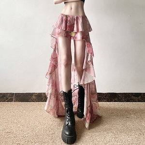 กระโปรงมินิสั้นลายดอกไม้ฤดูร้อนปี 2026 ผ้าลูกไม้ ระบายอากาศได้ดี นุ่มสบาย ทรงเอไลน์ แต่งขอบสีตัดกัน - Product Image 5