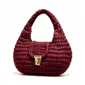 Bolso <span class=keywords><strong>de</strong></span> Mano Tejido a Crochet Hecho a Mano, Estilo Francés, Forma <span class=keywords><strong>de</strong></span> Media Luna, Bolso <span class=keywords><strong>de</strong></span> Tela Tejida, Venta al Por Mayor, OEM, Personalizado - Product Image 3