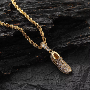 sneaker pendant, hip-hop <b>copper</b> zircon necklace, couple sneaker pendant. - Product Image 3