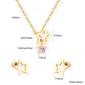 ชุดสร้อยคอต่างหูรูปดาว โทนสีทอง จี้รูปดาวแบบโปร่ง ประดับด้วยเพชรเทียม เครื่องประดับแฟชั่นสำหรับผู้หญิง ของขวัญสำหรับงานปาร์ตี้ - Product Image 4
