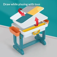 Table de dessin pour enfants, table de jeu multifonctionnelle pour enfants avec bacs de rangement, surface compatible Lego, table d'activités