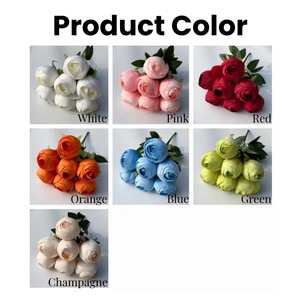 Bouquet de 7 roses artificielles en soie, fleurs de thé et ranuncules artificielles pour la décoration de la maison, des mariages et des fêtes - Vente en gros - Product Image 3