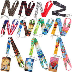 حبل تعليق للهاتف المحمول من البوليستر بتصاميم كرتونية وأنمي رائجة مع حامل لبطاقة الهوية للطلاب، تصاميم الأميرة والبطريق والأرنب والضفدع - Product Image 3