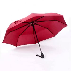 Parapluie automatique 190T en pongé, pliable en trois, coupe-vent et imperméable, couleur unie, pour usage extérieur ensoleillé et sous la pluie, économique - Product Image 3