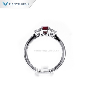 แหวนทับทิมทรงกลม TIANYU GEMS แบบสั่งทำพิเศษ 10K14K18K ชุดแหวนสามเม็ดแบบซ้อนกันได้ พร้อมแหวนครึ่งวงนิรันดร์เข้าชุด สำหรับผู้หญิง เครื่องประดับงานแต่งงาน - Product Image 3