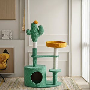 Tour de chat moderne et active avec poteaux à gratter, meubles verts personnalisés pour animaux de compagnie, directement en usine pour Noël - Product Image 5