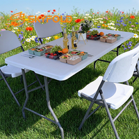 Table pliante d'extérieur portable, table ronde en plastique blanche de 6 pieds et chaises pliantes pour événements et fêtes, mesas plegables para eventos