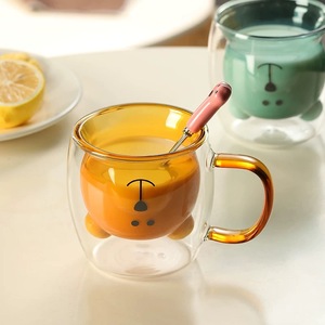 250ml Crianças <span class=keywords><strong>Cute</strong></span> Duck <span class=keywords><strong>Cat</strong></span> Coffee Mugs Double Wall Isolated <span class=keywords><strong>Glass</strong></span> Espresso Cup para o Presente - Product Image 2