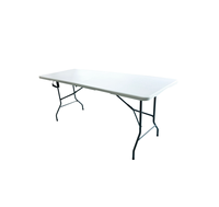 Table pliante en plastique de 180 cm (6 pieds), pliable en deux, table de camping portable, table de pique-nique extérieure, table de banquet avec poignée