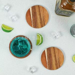 Wooden Coasters Round Natural <b>Wood</b> With Non Slip Pads For Coffee Cup Heat Insulation Home <b>Desk</b> Use - Product Image 3