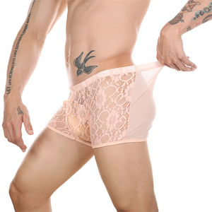 <strong>Men's</strong> Low-Rise <strong>Briefs</strong> Sexy Gay Perspective Front Lace Mesh Back Ice Silk BiBreathable Underpants Size 3Spandex - Product Image 5