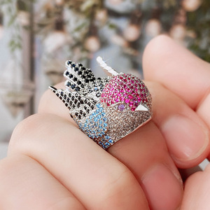 Bague créative en forme d'oiseau Robin pour femme, bijou de doigt étincelant et tendance - Product Image 2