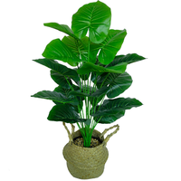 Décoration de haute qualité touche réelle 18 feuilles plante d'arbre bonsaï vert artificielle plante de palmier en pot artificielle