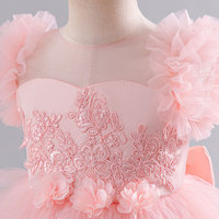 Robe de demoiselle d'honneur élégante Tutupetti, robe de princesse pour mariage, fête d'anniversaire, manches à volants, robe de bal en tulle, longueur au sol, fleurs 3D