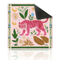 Tapis de Mahjong 31,5 pouces, imprimé floral Tigre Rose, antidérapant avec dos en caoutchouc, réduction du bruit, tapis de jeu pour Mahjong, Poker, Dominos