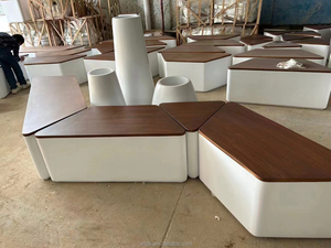Banco de Asientos Rectangular Ondulado de Múltiples Niveles Y386, Asiento Artístico Creativo para Cafetería, Decoración de Exteriores, Adorno Fotográfico, Asiento de Descanso - Product Image 6