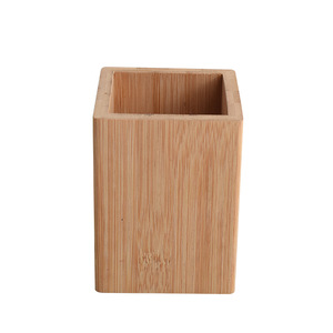 Office Square Wooden Bamboo Pen Storage Holder Pencil Desk Organizer Wooden Pen Holders Stationery Set