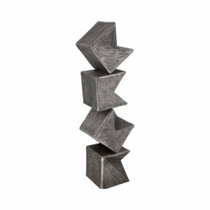 Scultura di Cubi Impilati, Statuetta Decorativa in Metallo per Soggiorno o Bagno - Product Image 2