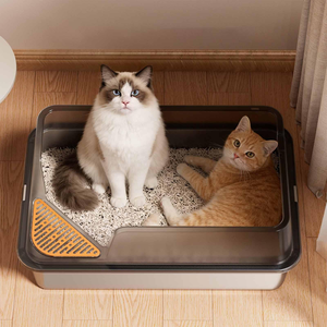 Factory Wholesale Extra Large <b>Litter</b> Box for Big <b>Cats</b> Anti-Urine Leakage Easy Cleaning Stainless Steel <b>Cat</b> Toilet with Lid - Product Image 3