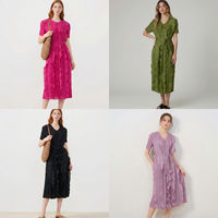 Robe plissée Miyake sur mesure pour femme, coupe ample et volumineuse, élégante et discrète pour les églises, à manches longues, de luxe, pour soirée