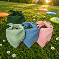 Bandana pour chien à carreaux avec logo personnalisé, faible MOQ, en coton, réglable, violet et marron, respirant, léger, vente en gros