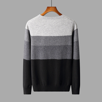 Pull-over en laine 100 % pour homme, personnalisé avec logo, col rond, coupe ample, colorblock, épais, vente en gros