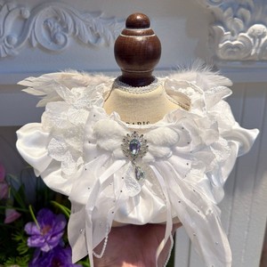 Bavaglino per Animali Domestici All'ingrosso, Stile Principessa di Lusso, Fatto a Mano con Pizzo e Perline, in Poliestere Elastico con Fiocco, per Gatti Ragdoll e Cani di Piccola Taglia, per Feste di Matrimonio - Product Image 2