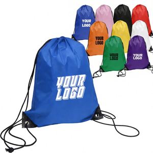 Sac à dos de sport en polyester imperméable avec cordon de serrage, personnalisable avec logo imprimé par sublimation, idéal pour la natation et la gym - Product Image 1